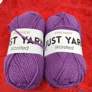 2X Premier Just Yarn Worsted Royal Purple 131 Yard Skein Acrylic NEW 1116-54